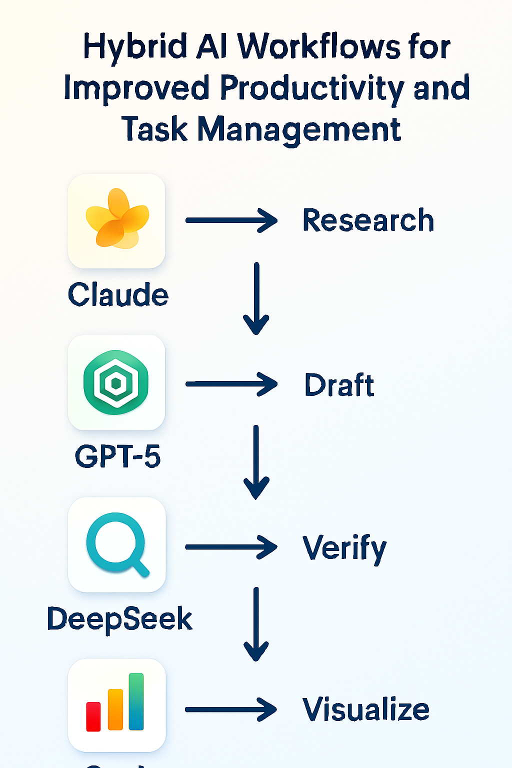 Infographic showing hybrid AI tools and workflow stages