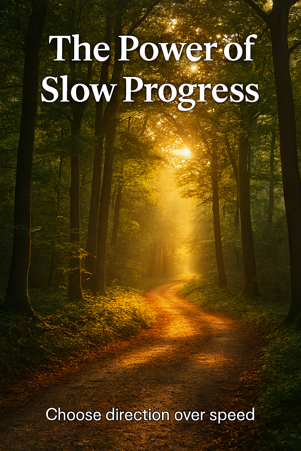 forest path glowing with sunrise symbolising mindful progress