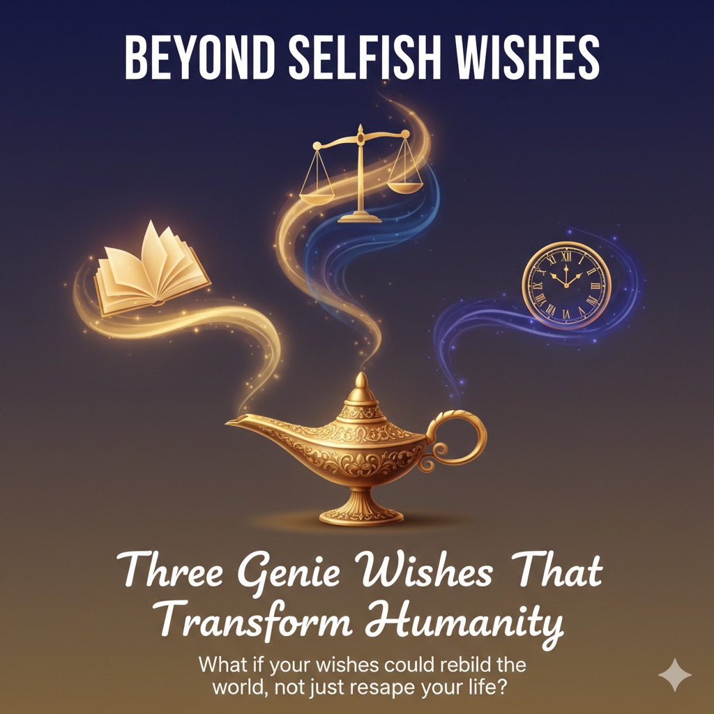 Stylised lamp with streams of light forming symbols for wisdom, justice, and time.