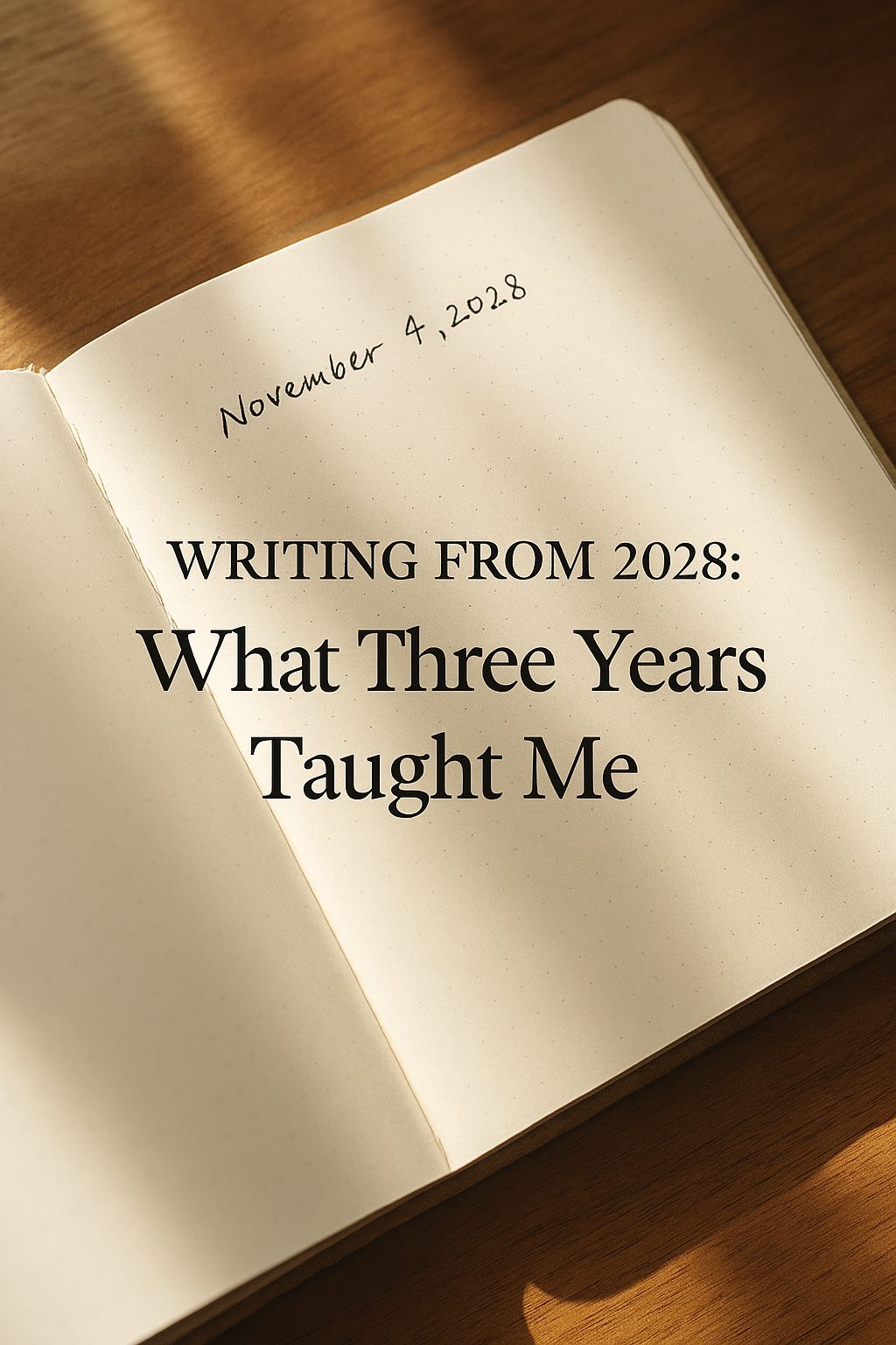 journal open to November 2028 entry symbolizing self-reflection and future writing
