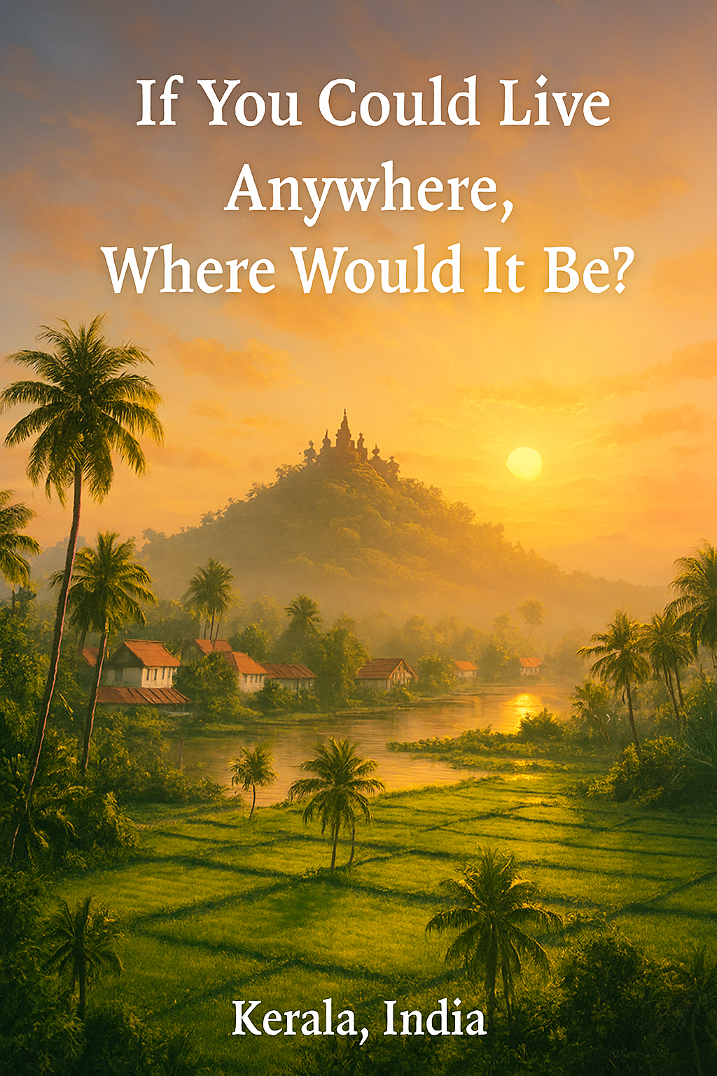 Sunrise over a blended city and nature landscape representing living anywhere