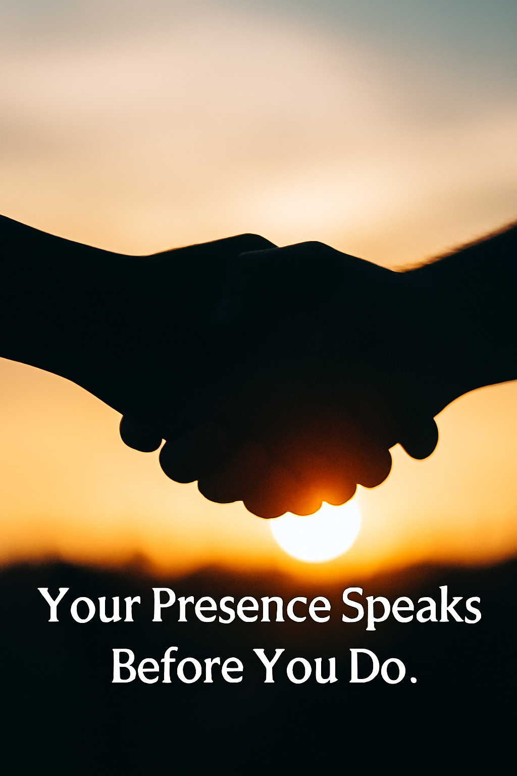 Silhouetted handshake symbolizing connection and authentic first impressions.