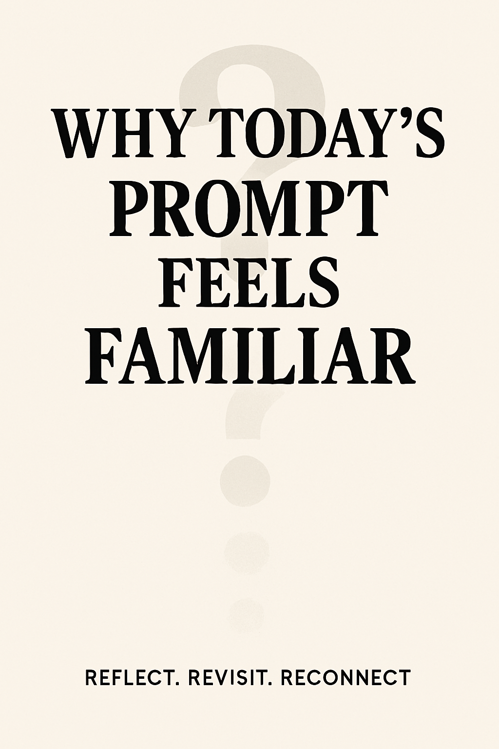 Vertical graphic with soft background and descending question marks symbolising repeated prompts.