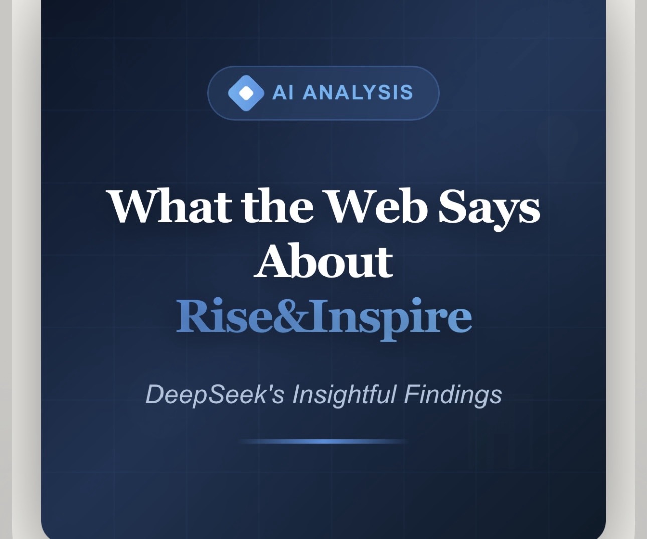 Header image with digital search theme and title about DeepSeek’s analysis of Rise&Inspire.