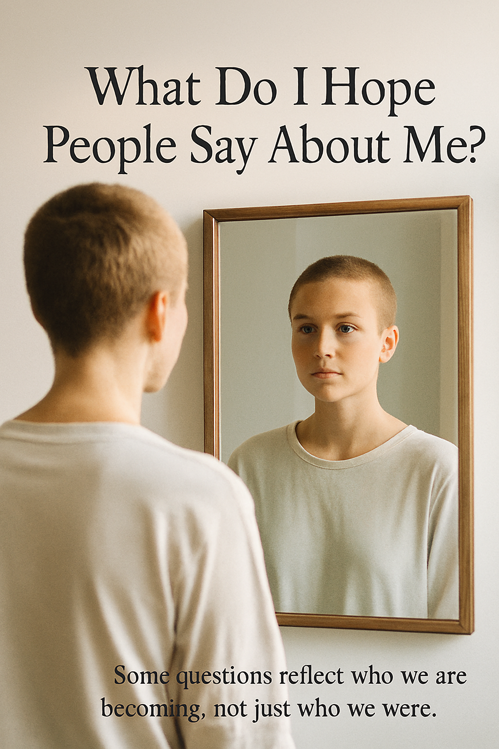 Person looking into a mirror representing reflection on legacy and sincerity