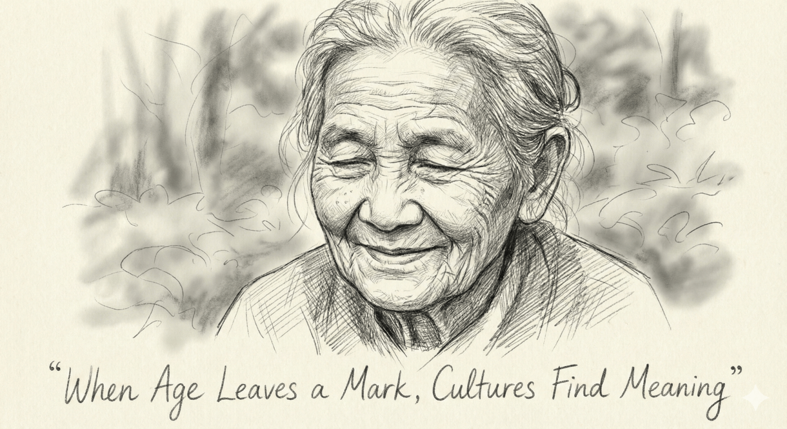 Minimal portrait-style graphic representing cultural beliefs about aging, wisdom, and life experience.