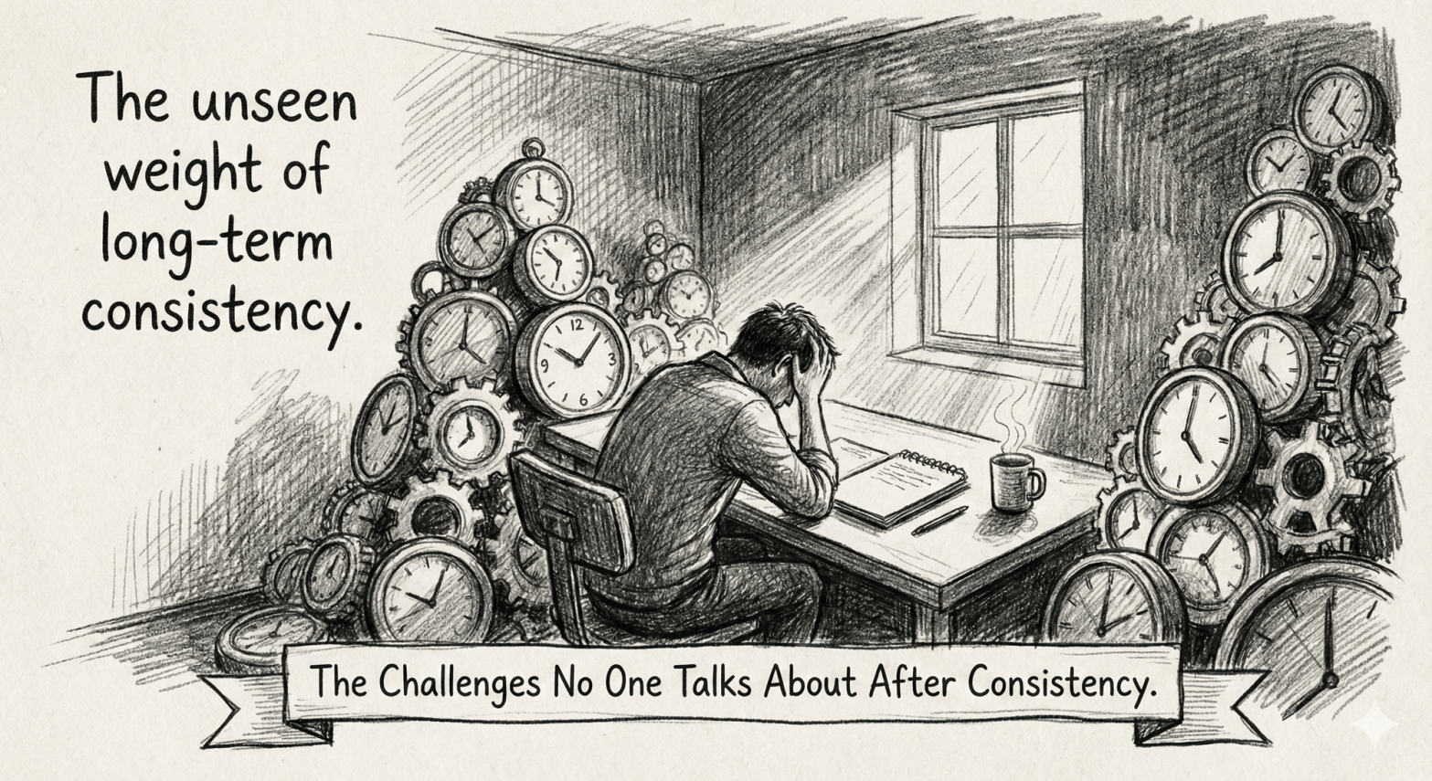 A writer reflecting on challenges faced after years of consistent blogging