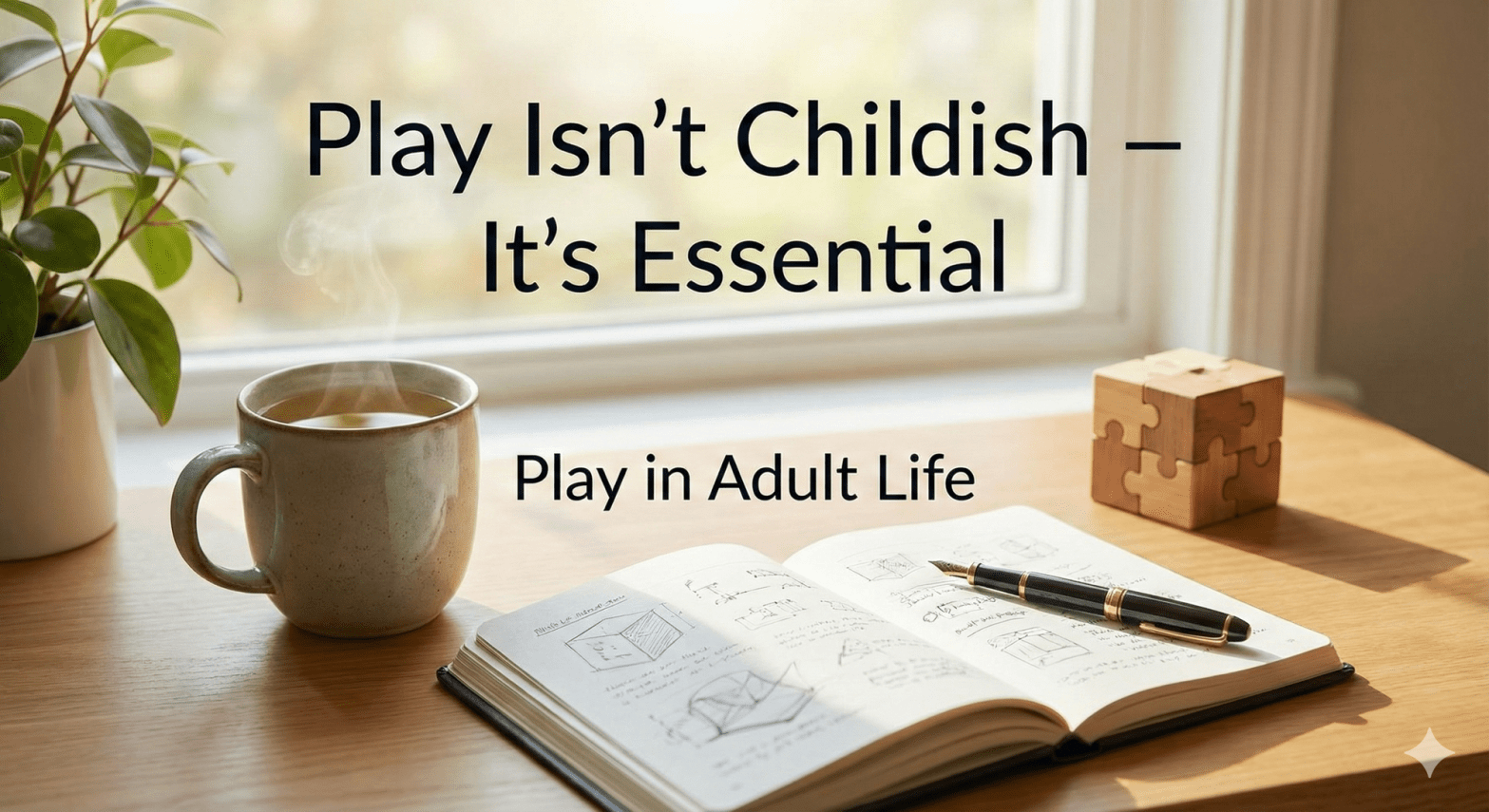 A quiet workspace symbolising play as curiosity and creativity in adult life