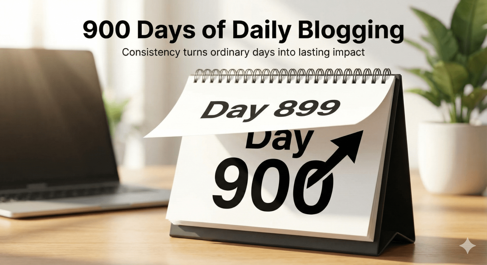 Illustration showing a 900-day blogging streak symbolising consistency and growth
