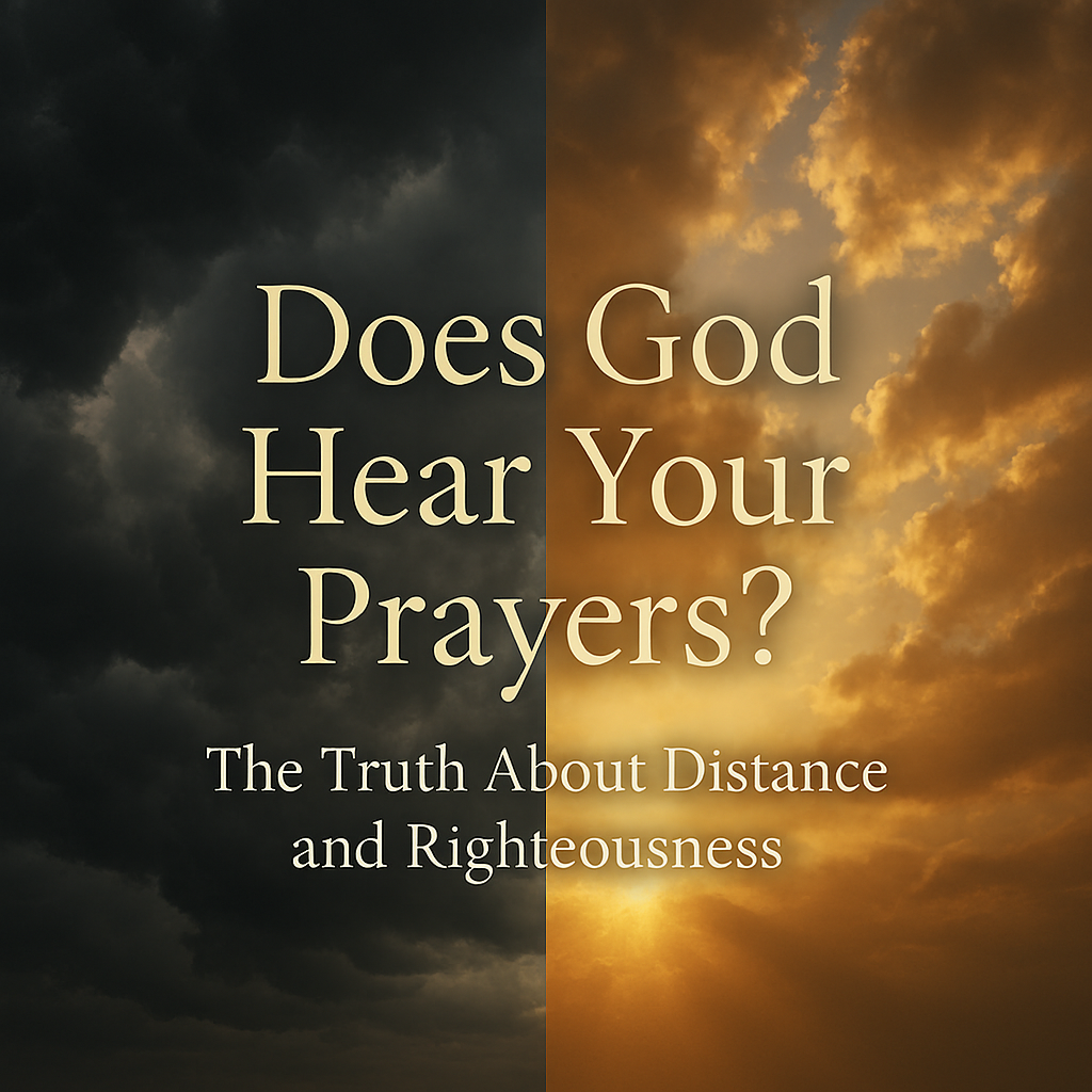 Dark storm clouds on left contrasted with golden sunlight on right representing distance from God and divine intimacy