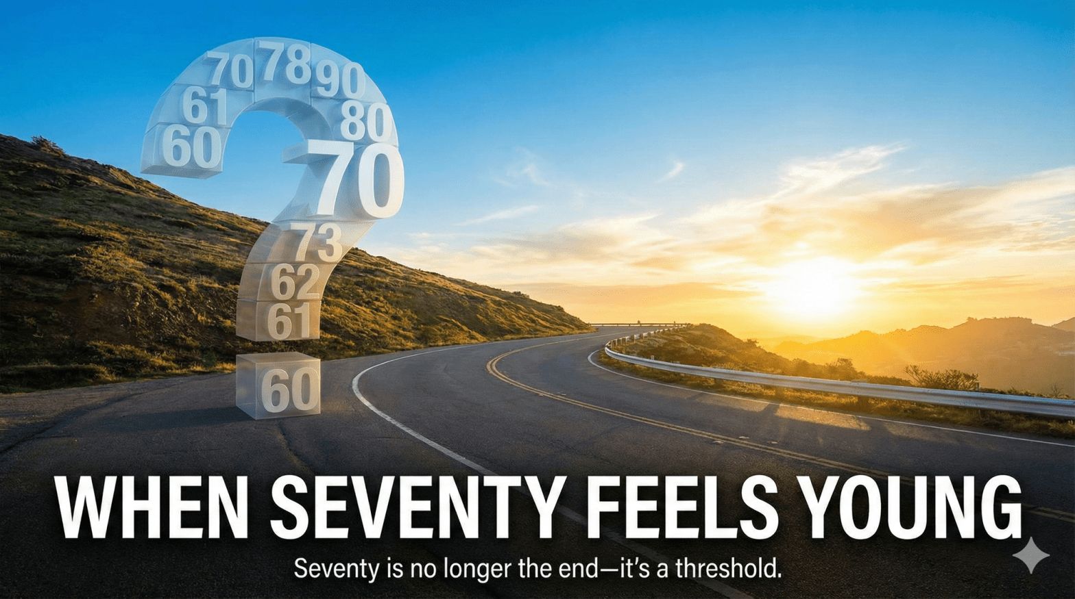 Open road representing extended life expectancy and new beginnings after age seventy