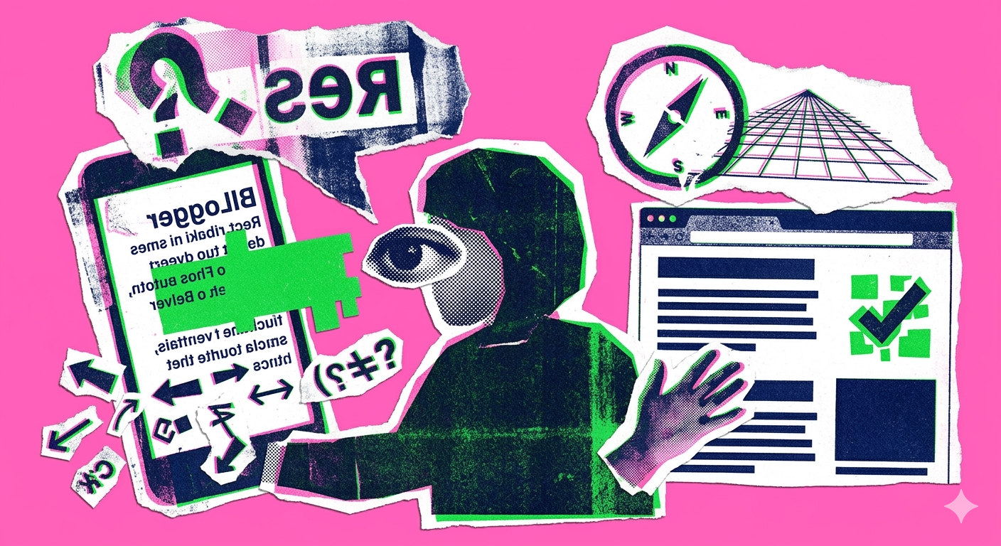 Illustration of an eye figure analyzing a right-aligned text glitch on a screen.